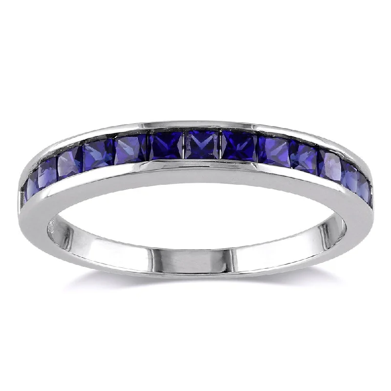 Beaded Fashion Rings in Natural Stones and Cotton Cord for a Handmade AestheticMiadora Sterling Silver Created Blue Sapphire Eternity Ring