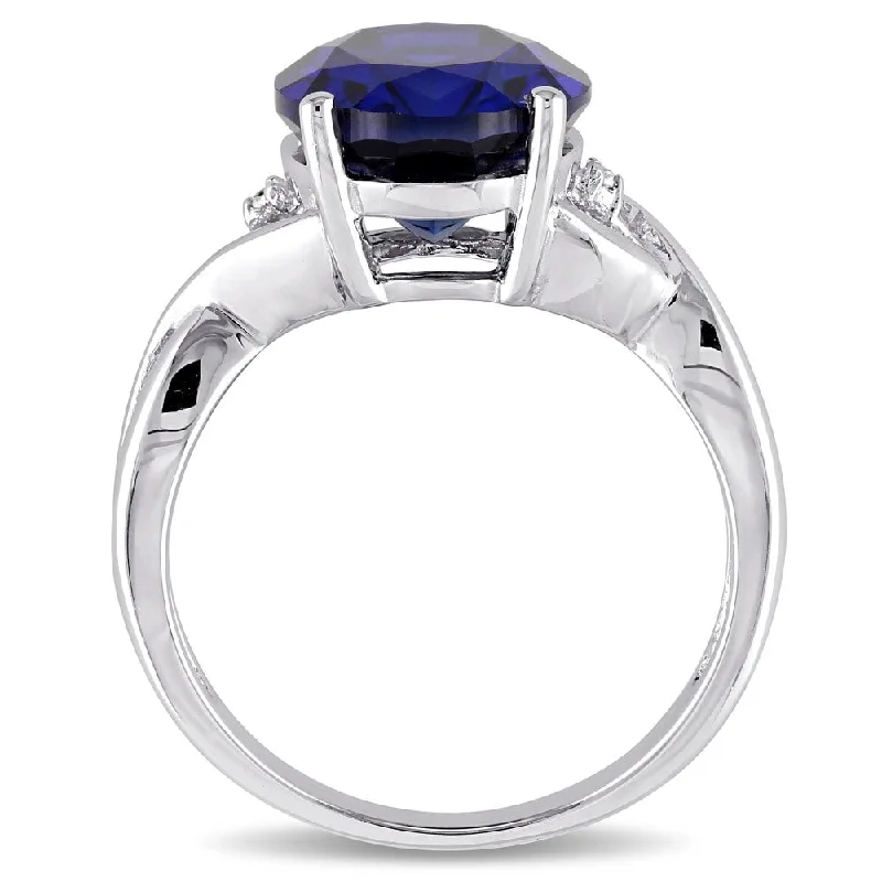 Stackable Fashion Rings in Rose - Gold Tone with Delicate Floral EngravingsMiadora Sterling Silver Oval-Cut Created Blue Sapphire and Diamond Accent Crossover Ring Stackable Fashion Rings in Rose - Gold Tone with Delicate Floral EngravingsMiadora Sterling Silver Oval-Cut Created Blue Sapphire and Diamond Accent Crossover Ring