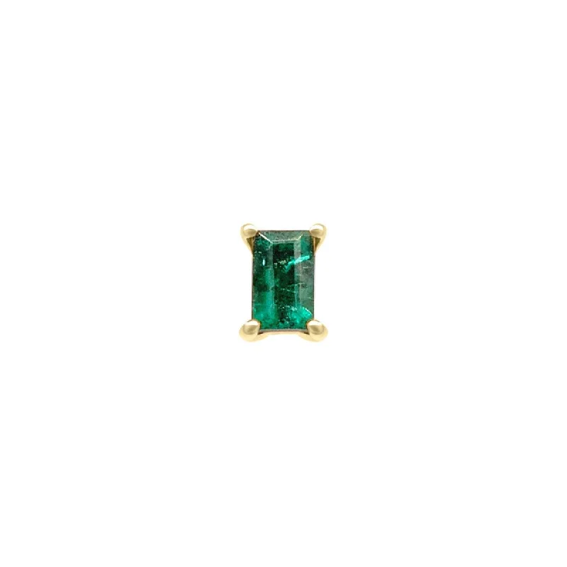 Matte - Finish Titanium Hexagon Stud Earrings for a Sleek and Contemporary StyleMini Baguette Emerald Threaded Flat Back Earring | .5GMS .10CT | Single Matte - Finish Titanium Hexagon Stud Earrings for a Sleek and Contemporary StyleMini Baguette Emerald Threaded Flat Back Earring | .5GMS .10CT | Single