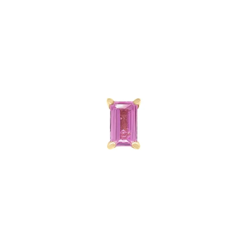 Adjustable - Back Crystal Stud Earrings in Clear for a Sparkling and Versatile PieceMini Baguette Pink Sapphire Threaded Flat Back Earring | .5GMS .10CT | Single Adjustable - Back Crystal Stud Earrings in Clear for a Sparkling and Versatile PieceMini Baguette Pink Sapphire Threaded Flat Back Earring | .5GMS .10CT | Single