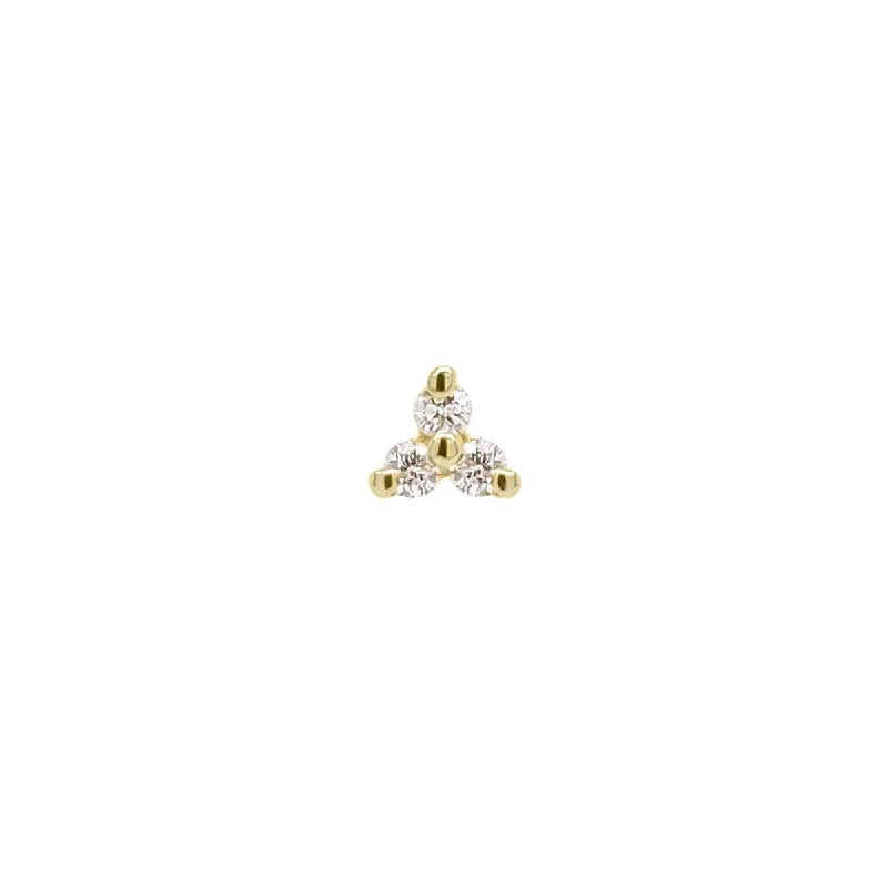 Amethyst - Gemstone Stud Earrings in Purple for a Sophisticated and Birthstone - Inspired PieceMini Diamond Trio Threaded Flat Back Earring | .25GMS .02CT | Single Amethyst - Gemstone Stud Earrings in Purple for a Sophisticated and Birthstone - Inspired PieceMini Diamond Trio Threaded Flat Back Earring | .25GMS .02CT | Single