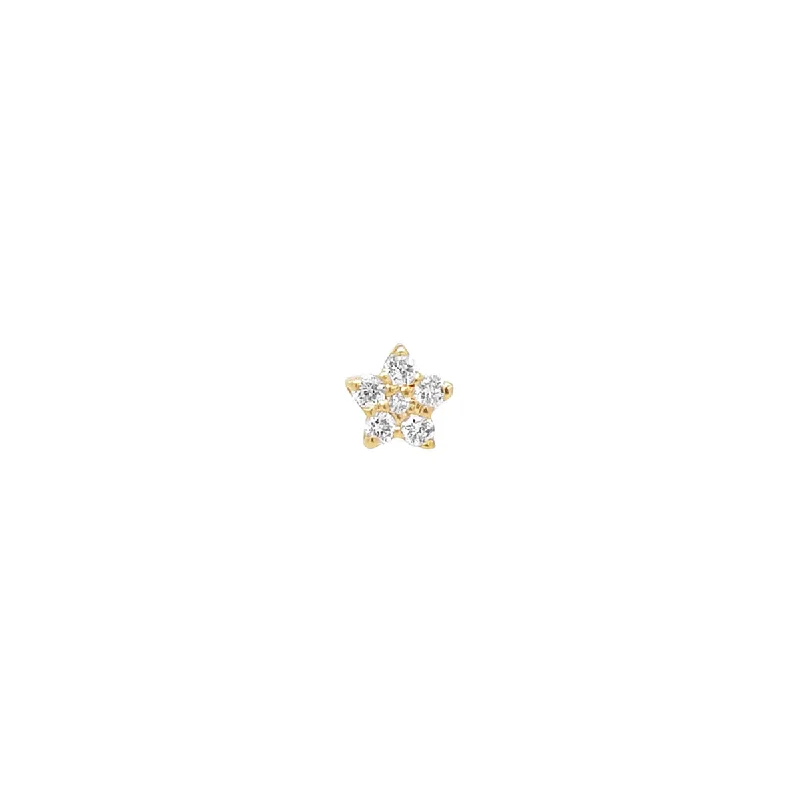 Hypoallergenic Sterling Silver Star - Studded Stud Earrings for Sensitive EarsMini Star Threaded Flat Back Earring | .25GMS .02CT | Single Hypoallergenic Sterling Silver Star - Studded Stud Earrings for Sensitive EarsMini Star Threaded Flat Back Earring | .25GMS .02CT | Single