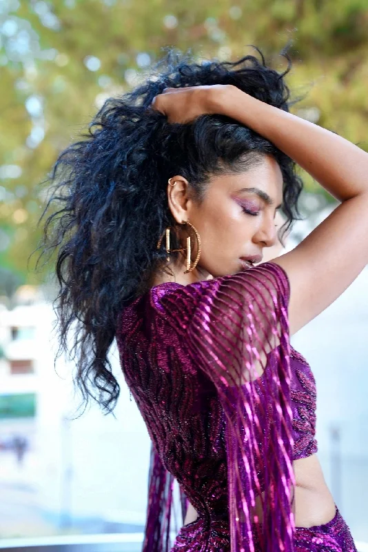 Lightweight hoop earringsSOBHITA DHULIPALA Wearing O.H Monogram Hoop Earrings