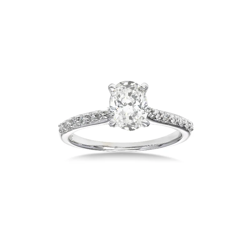 Cluster Engagement Rings with Multiple Small Diamonds Arranged in a Stunning DesignOval Diamond Engagement Ring, 1.01 Carats Center, 14K White Gold Cluster Engagement Rings with Multiple Small Diamonds Arranged in a Stunning DesignOval Diamond Engagement Ring, 1.01 Carats Center, 14K White Gold