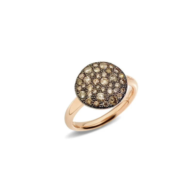Stackable Fashion Rings in Rose - Gold Tone with Delicate Floral EngravingsSmall Sabbia Ring with Brown Diamonds Stackable Fashion Rings in Rose - Gold Tone with Delicate Floral EngravingsSmall Sabbia Ring with Brown Diamonds