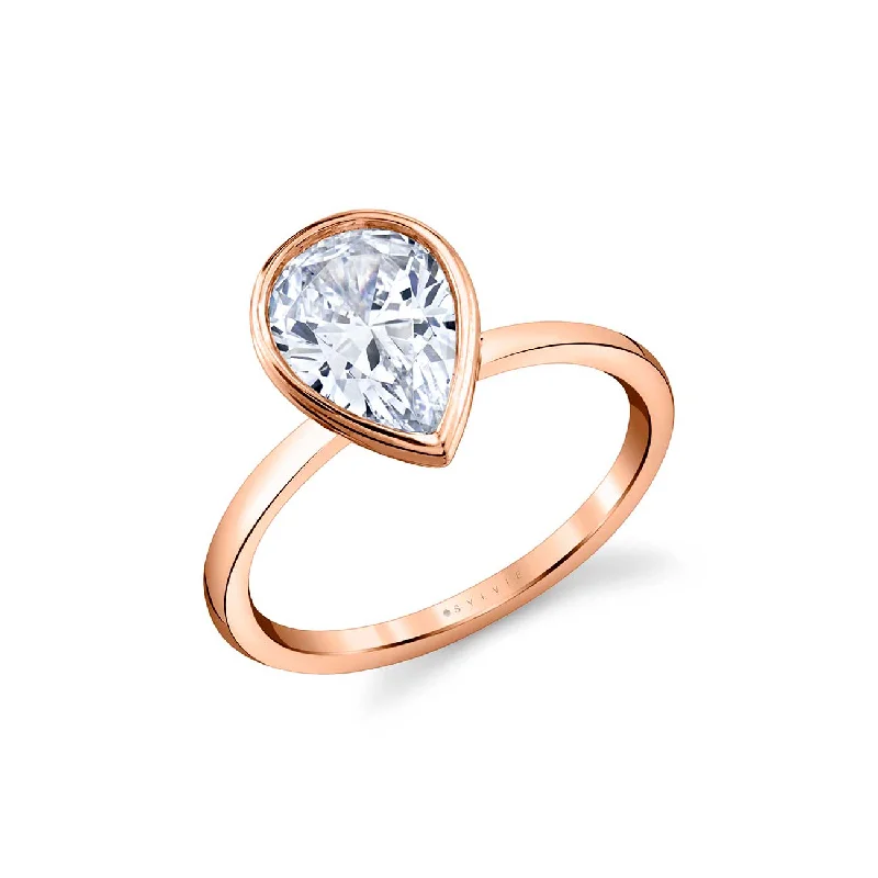 Princess Cut Engagement Rings in 18K White Gold with Micro - Pave Side StonesMounting for Pear Shape Diamond Engagement Ring, 14K Rose Gold Princess Cut Engagement Rings in 18K White Gold with Micro - Pave Side StonesMounting for Pear Shape Diamond Engagement Ring, 14K Rose Gold