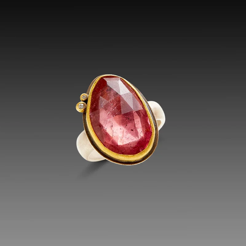 Citrine Gemstone Rings in Stainless Steel with a Stackable Design for a Trendy Everyday WearOrganic Pink Tourmaline Ring with Diamond Dots Citrine Gemstone Rings in Stainless Steel with a Stackable Design for a Trendy Everyday WearOrganic Pink Tourmaline Ring with Diamond Dots