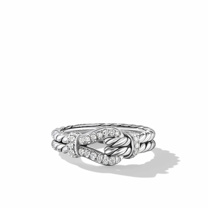 Adjustable Fashion Rings in Leather and Brass with a Tribal - Inspired DesignThoroughbred Loop Ring in Sterling Silver with Pave Diamonds Adjustable Fashion Rings in Leather and Brass with a Tribal - Inspired DesignThoroughbred Loop Ring in Sterling Silver with Pave Diamonds