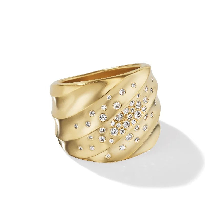 Pearl - Adorned Fashion Rings in Gold - Tone Alloy for a Sophisticated LookCable Edge Saddle Ring in Recycled 18K Yellow Gold with Pave Diamonds Pearl - Adorned Fashion Rings in Gold - Tone Alloy for a Sophisticated LookCable Edge Saddle Ring in Recycled 18K Yellow Gold with Pave Diamonds