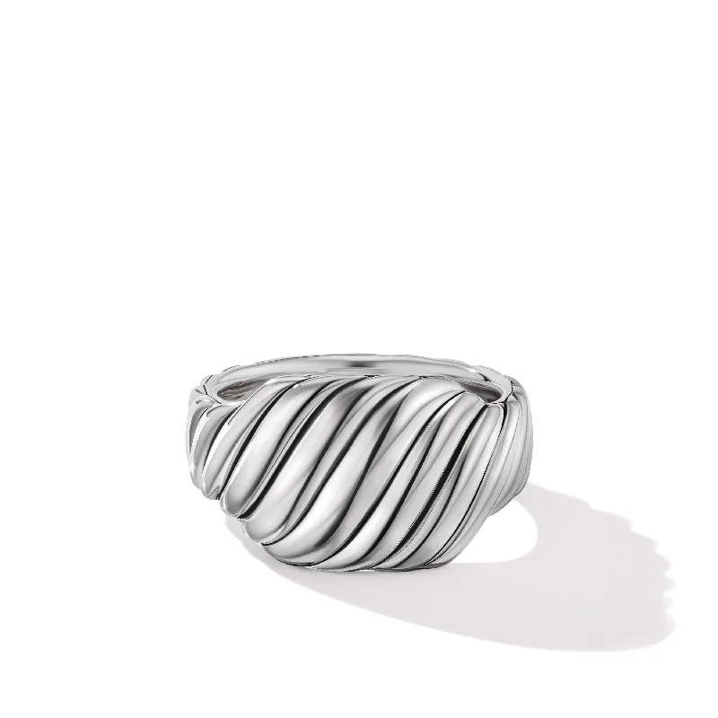 Stackable Fashion Rings in Rose - Gold Tone with Delicate Floral EngravingsSculpted Cable Contour Ring in Sterling Silver Stackable Fashion Rings in Rose - Gold Tone with Delicate Floral EngravingsSculpted Cable Contour Ring in Sterling Silver