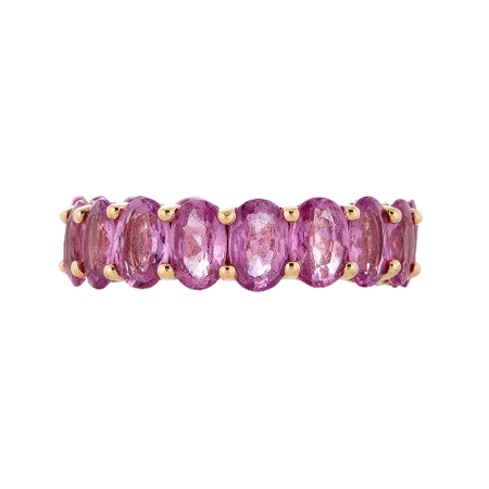 Stackable Fashion Rings in Rose - Gold Tone with Delicate Floral EngravingsPink Sapphire Eternity Band Stackable Fashion Rings in Rose - Gold Tone with Delicate Floral EngravingsPink Sapphire Eternity Band