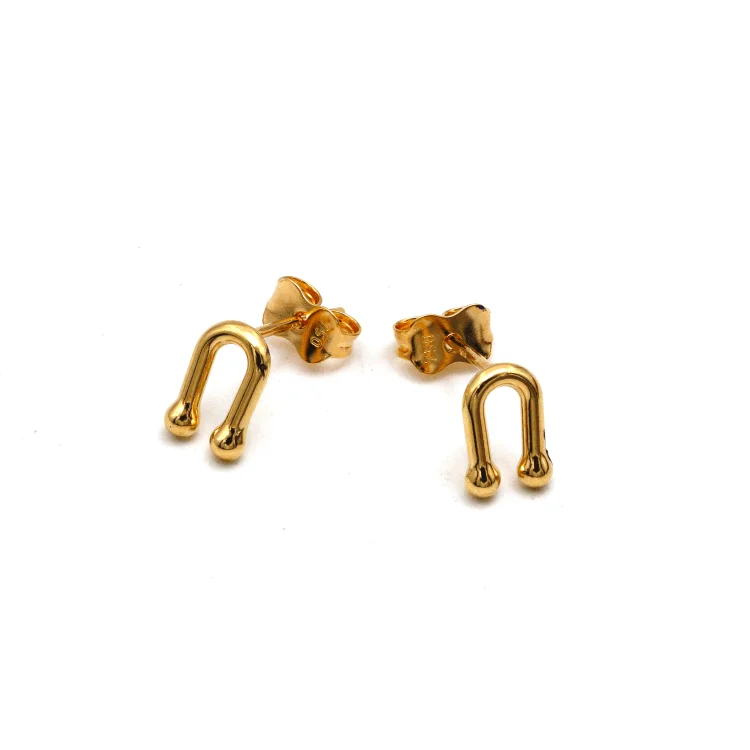 Laser - Engraved Initial Stud Earrings in Silver for a Personalized and Customized AccessoryReal Gold 3D GZTF Hardware Small U Link Stud Earring Set E1852 Laser - Engraved Initial Stud Earrings in Silver for a Personalized and Customized AccessoryReal Gold 3D GZTF Hardware Small U Link Stud Earring Set E1852