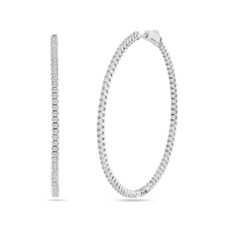 Sterling silver hoop earringsRhodium Plated 925 Sterling Silver Eternity Clear CZ Hoop Earring 50mm - STE01339 Sterling silver hoop earringsRhodium Plated 925 Sterling Silver Eternity Clear CZ Hoop Earring 50mm - STE01339