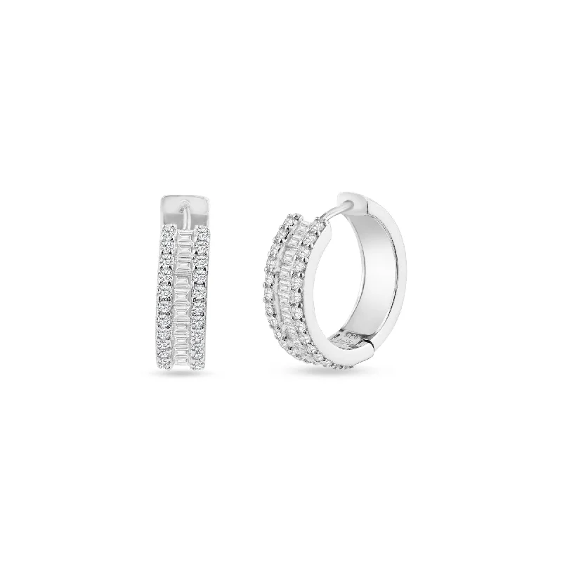 Personalized hoop earringsRhodium Plated 925 Sterling Silver Pave Huggie Hoop Earring 20mm - STE01336 Personalized hoop earringsRhodium Plated 925 Sterling Silver Pave Huggie Hoop Earring 20mm - STE01336