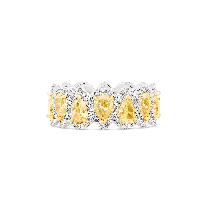 Rhinestone - Embellished Fashion Rings in Silver - Tone Metal for a Glamorous TouchRiviera Pear Shaped Fancy Yellow Diamond Halo Eternity Ring | 18K White Gold Rhinestone - Embellished Fashion Rings in Silver - Tone Metal for a Glamorous TouchRiviera Pear Shaped Fancy Yellow Diamond Halo Eternity Ring | 18K White Gold
