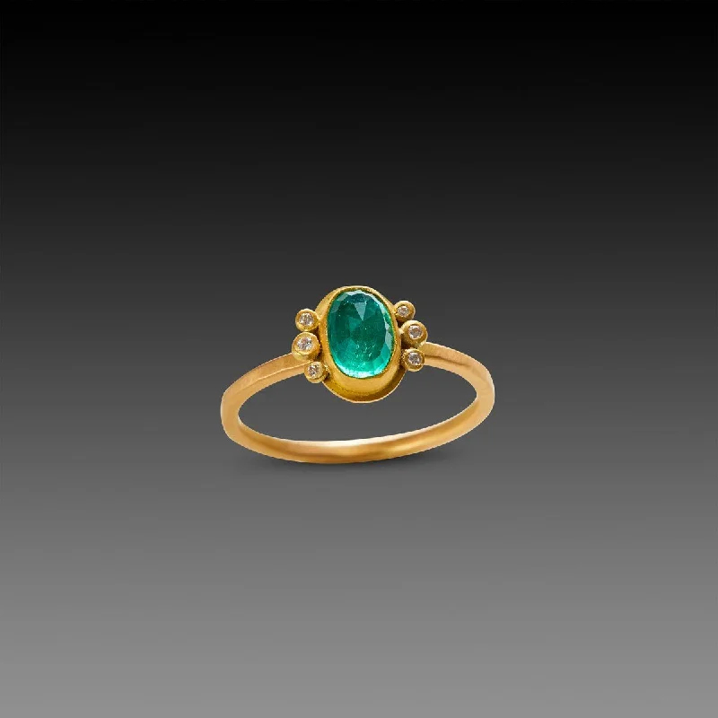 Tourmaline Gemstone Rings in 18K Two - Tone Gold with a Floral - Shaped Setting for a Feminine TouchRose Cut Emerald Ring with Diamond Trios Tourmaline Gemstone Rings in 18K Two - Tone Gold with a Floral - Shaped Setting for a Feminine TouchRose Cut Emerald Ring with Diamond Trios