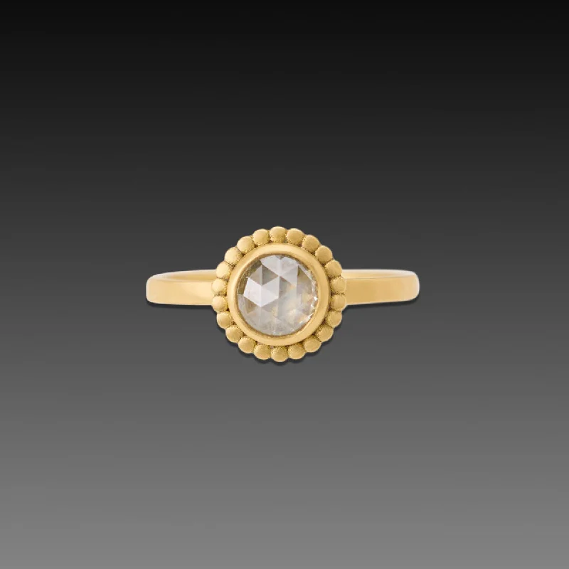 Agate Gemstone Rings in Sterling Silver with a Mosaic - Inspired Inlay for a Bohemian StyleChampagne Diamond Ring with Gold Dot Halo Agate Gemstone Rings in Sterling Silver with a Mosaic - Inspired Inlay for a Bohemian StyleChampagne Diamond Ring with Gold Dot Halo