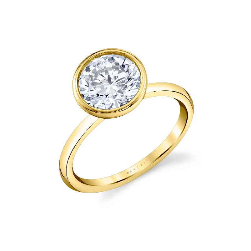 Engagement Rings with Amethyst and Diamond Accents in a Contemporary SettingMounting for Round Diamond Engagement Ring, 18K Yellow Gold Engagement Rings with Amethyst and Diamond Accents in a Contemporary SettingMounting for Round Diamond Engagement Ring, 18K Yellow Gold