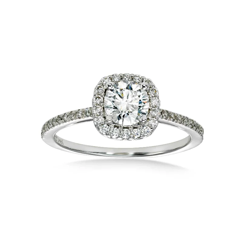 Engagement Rings with Amethyst and Diamond Accents in a Contemporary SettingRound Diamond Halo Engagement Ring, .90 Carat Center, 14K White Gold Engagement Rings with Amethyst and Diamond Accents in a Contemporary SettingRound Diamond Halo Engagement Ring, .90 Carat Center, 14K White Gold