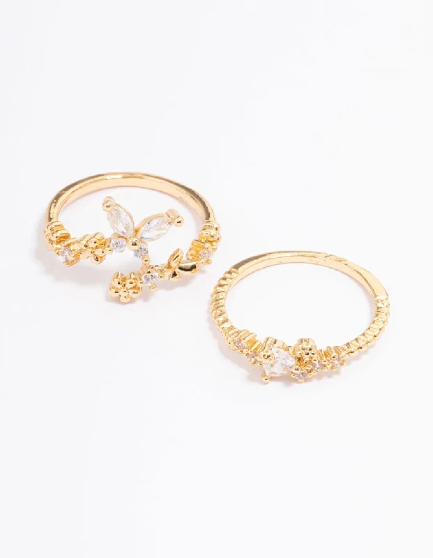 Bangle - Style Fashion Rings in Rose - Gold - Plated Aluminum with Etched PatternsGold Plated Floral Stone Ring Pack Bangle - Style Fashion Rings in Rose - Gold - Plated Aluminum with Etched PatternsGold Plated Floral Stone Ring Pack