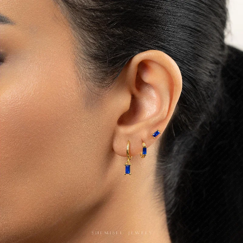 Diamond hoop earringsSapphire Baguette CZ Studs Huggies Drop Hoop Earrings Stack Set, Unisex, Gold, Silver SHEMISLI SS339, SH395, SH313 Diamond hoop earringsSapphire Baguette CZ Studs Huggies Drop Hoop Earrings Stack Set, Unisex, Gold, Silver SHEMISLI SS339, SH395, SH313