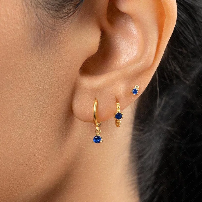 Chunky hoop earringsSapphire Gem Studs Huggies Drop Hoop Earrings Stack Set, Unisex, Gold, Silver SHEMISLI SS280, SH336, SH340 Chunky hoop earringsSapphire Gem Studs Huggies Drop Hoop Earrings Stack Set, Unisex, Gold, Silver SHEMISLI SS280, SH336, SH340