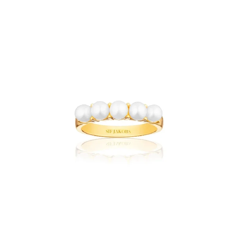 Sapphire Gemstone Rings in 18K White Gold with Diamond Accents for an Elegant EngagementPadua Gold Plated Ring w. White Pearls Sapphire Gemstone Rings in 18K White Gold with Diamond Accents for an Elegant EngagementPadua Gold Plated Ring w. White Pearls