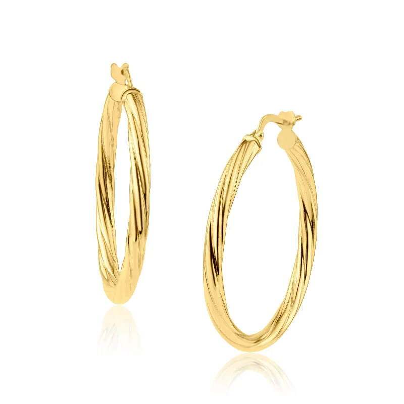 Hoop earrings for womenGold Plated 925 Sterling Silver Silver Twisted 3mm Hoop Earring - ARE00028GP Hoop earrings for womenGold Plated 925 Sterling Silver Silver Twisted 3mm Hoop Earring - ARE00028GP