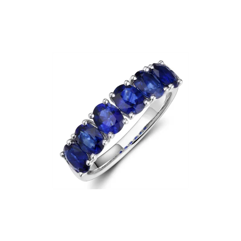 Tourmaline Gemstone Rings in 18K Two - Tone Gold with a Floral - Shaped Setting for a Feminine TouchSix Oval Sapphires Ring, 18K White Gold Tourmaline Gemstone Rings in 18K Two - Tone Gold with a Floral - Shaped Setting for a Feminine TouchSix Oval Sapphires Ring, 18K White Gold