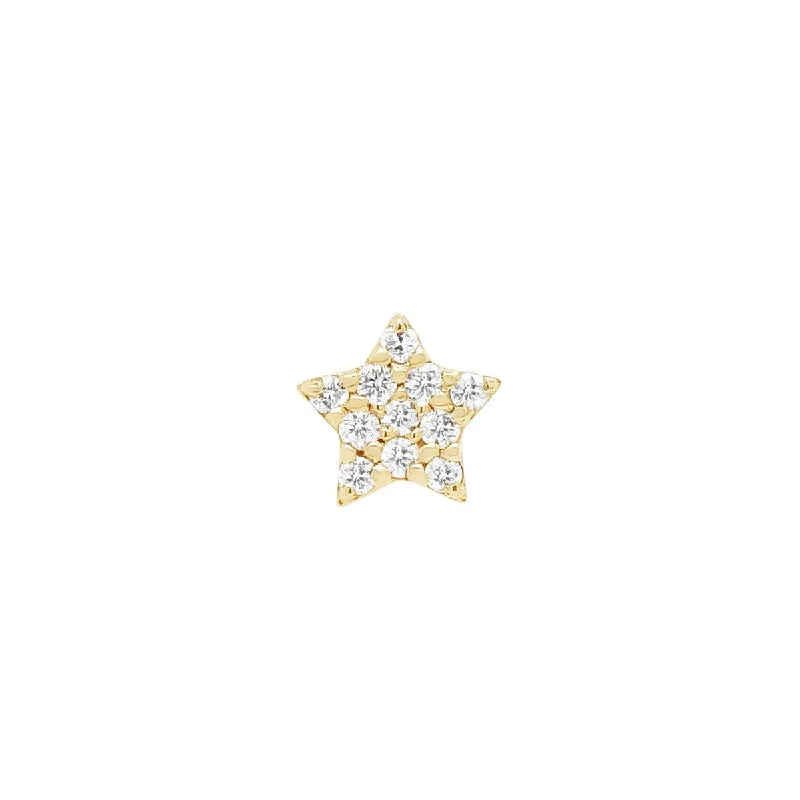 Pearl - Set Minimalist Stud Earrings in White for a Classic and Elegant AppearanceStar Threaded Flat Back Earring | .3GMS .04CT | Single Pearl - Set Minimalist Stud Earrings in White for a Classic and Elegant AppearanceStar Threaded Flat Back Earring | .3GMS .04CT | Single