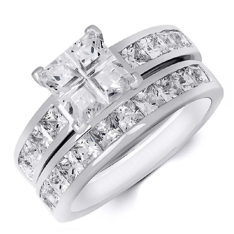 Minimalist Fashion Rings in Stainless Steel with a Single Solitaire CrystalSterling Silver 3.5 CT Cubic Zirconia Princess Cut Bridal Ring Set Minimalist Fashion Rings in Stainless Steel with a Single Solitaire CrystalSterling Silver 3.5 CT Cubic Zirconia Princess Cut Bridal Ring Set