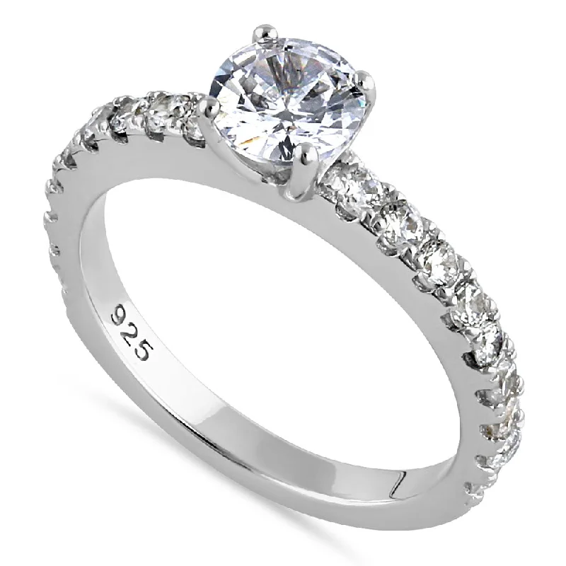 Solitaire Engagement Rings with a High - Clarity Round Diamond and Tapered BandSterling Silver Cali Chic 6.0mm Round Cut Clear CZ Engagement Ring Solitaire Engagement Rings with a High - Clarity Round Diamond and Tapered BandSterling Silver Cali Chic 6.0mm Round Cut Clear CZ Engagement Ring