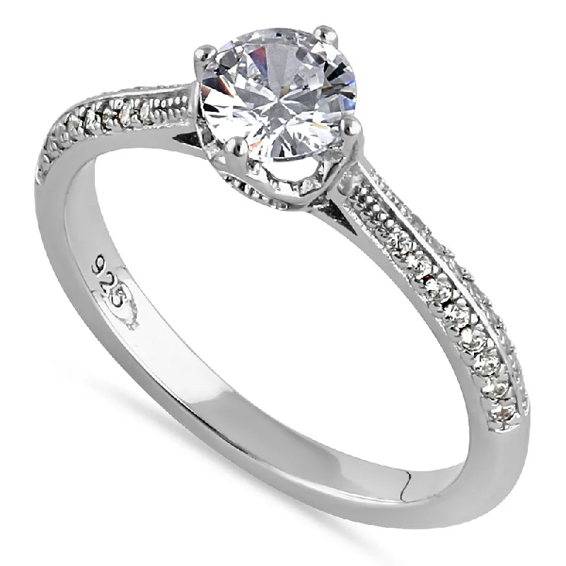 Art Deco Engagement Rings with Geometric Patterns and Baguette - Cut Diamond AccentsSterling Silver Dainty Cathedral Round Cut Clear CZ Engagement Ring Art Deco Engagement Rings with Geometric Patterns and Baguette - Cut Diamond AccentsSterling Silver Dainty Cathedral Round Cut Clear CZ Engagement Ring