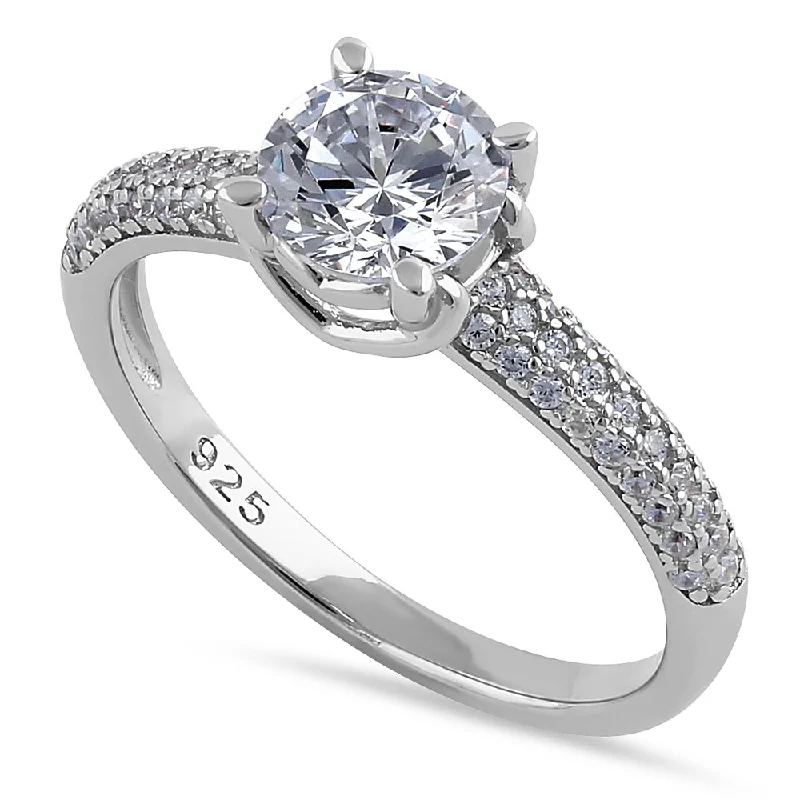 Engagement Rings with Amethyst and Diamond Accents in a Contemporary SettingSterling Silver Elegant Raised Round Cut Clear CZ Engagement Ring Engagement Rings with Amethyst and Diamond Accents in a Contemporary SettingSterling Silver Elegant Raised Round Cut Clear CZ Engagement Ring