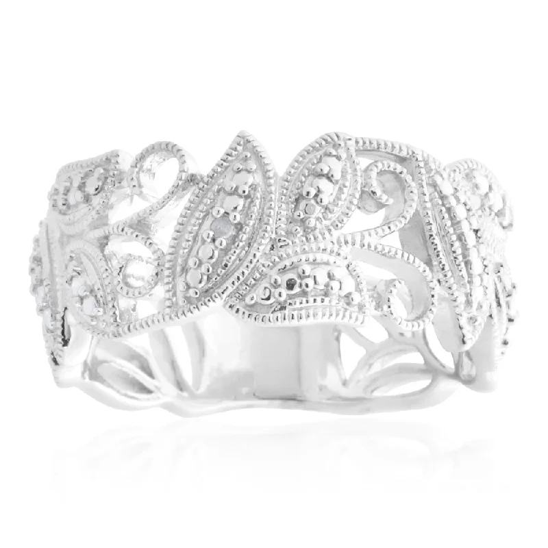 Citrine Gemstone Rings in Stainless Steel with a Stackable Design for a Trendy Everyday WearSterling Silver Filigree Ring with 1 Brilliant Cut Diamond