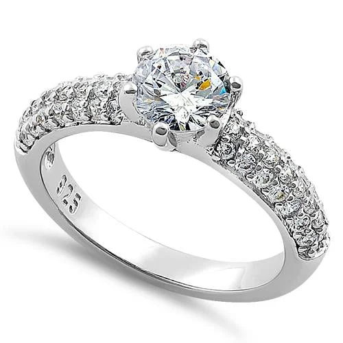 Halo Engagement Rings with a Cushion - Cut Center Diamond and Rose Gold BandSterling Silver Marvelous Round Cut Clear CZ Engagement Ring Halo Engagement Rings with a Cushion - Cut Center Diamond and Rose Gold BandSterling Silver Marvelous Round Cut Clear CZ Engagement Ring