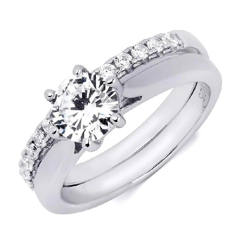 Rhinestone - Embellished Fashion Rings in Silver - Tone Metal for a Glamorous TouchSterling Silver Round Cut 1.5 Carat Bridal Anniversary Ring Set Rhinestone - Embellished Fashion Rings in Silver - Tone Metal for a Glamorous TouchSterling Silver Round Cut 1.5 Carat Bridal Anniversary Ring Set