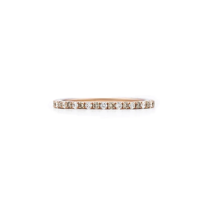 Stackable Fashion Rings in Rose - Gold Tone with Delicate Floral EngravingsKwiat Stackable Slim Ring with White and Brown Diamonds Stackable Fashion Rings in Rose - Gold Tone with Delicate Floral EngravingsKwiat Stackable Slim Ring with White and Brown Diamonds