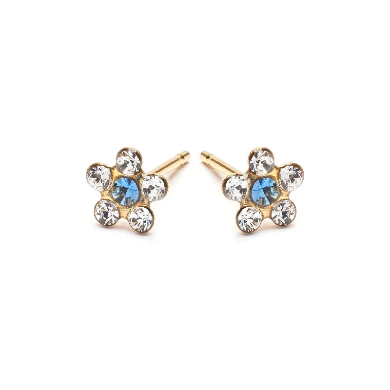 Vintage - Inspired Filigree - Worked Stud Earrings in Gold - Tone for an Antique AestheticWhite & Sapphire Gold Plated Daisy Earrings Vintage - Inspired Filigree - Worked Stud Earrings in Gold - Tone for an Antique AestheticWhite & Sapphire Gold Plated Daisy Earrings