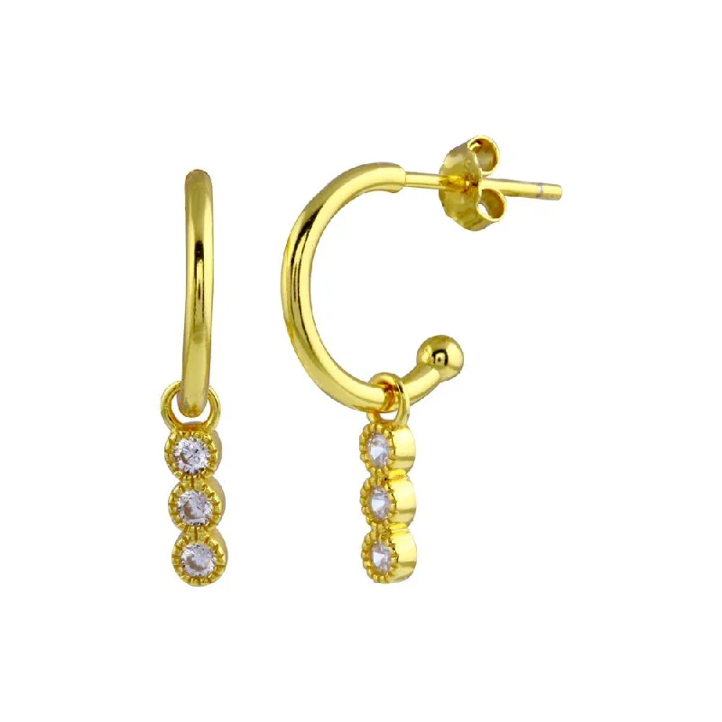 Everyday hoop earringsGold Plated 925 Sterling Silver CZ Dangling Hoop Earring - STE01283 Everyday hoop earringsGold Plated 925 Sterling Silver CZ Dangling Hoop Earring - STE01283