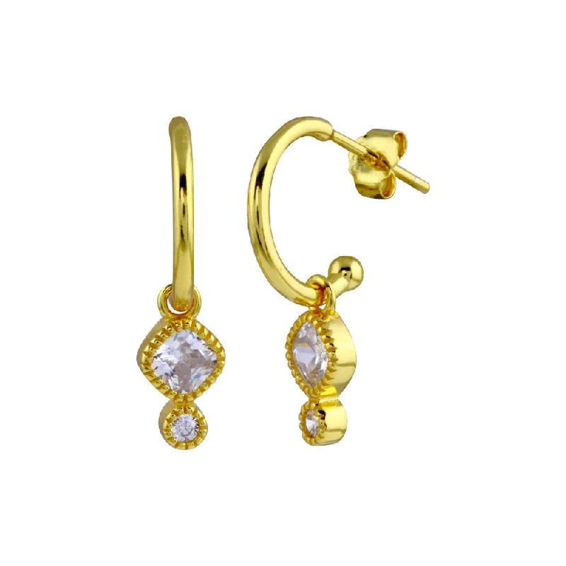 Small hoop earringsGold Plated 925 Sterling Silver CZ Dangling Hoop Earring - STE01284 Small hoop earringsGold Plated 925 Sterling Silver CZ Dangling Hoop Earring - STE01284