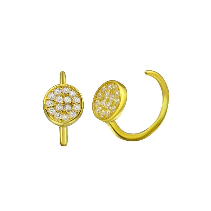 Trendy hoop earringsGold Plated 925 Sterling Silver CZ Disc Semi-Hoop Earring - STE01314GP Trendy hoop earringsGold Plated 925 Sterling Silver CZ Disc Semi-Hoop Earring - STE01314GP