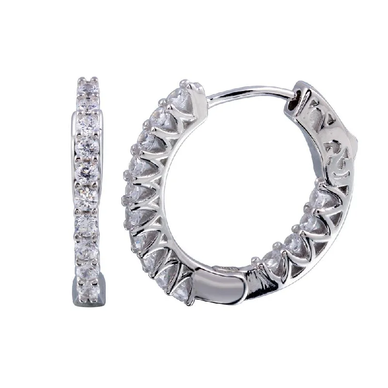Diamond hoop earringsRhodium Plated 925 Sterling Silver Inside Out CZ Hoop Vault Lock Earring 20mm - STE01241 Diamond hoop earringsRhodium Plated 925 Sterling Silver Inside Out CZ Hoop Vault Lock Earring 20mm - STE01241