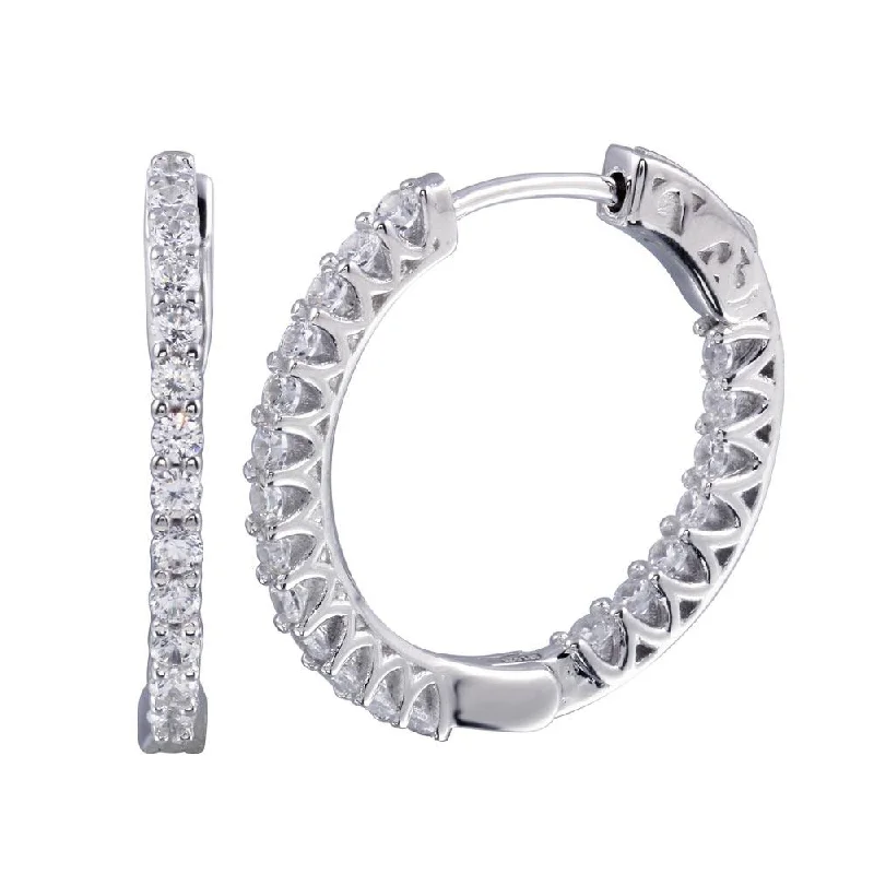 Lightweight hoop earringsRhodium Plated 925 Sterling Silver Inside Out CZ Hoop Vault Lock Earring 25mm - STE01242 Lightweight hoop earringsRhodium Plated 925 Sterling Silver Inside Out CZ Hoop Vault Lock Earring 25mm - STE01242