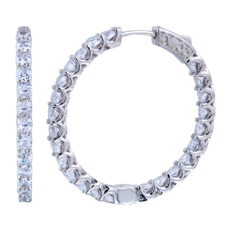 Vintage hoop earringsRhodium Plated 925 Sterling Silver Inside Out CZ Hoop Vault Lock Earring 30mm - STE01306 Vintage hoop earringsRhodium Plated 925 Sterling Silver Inside Out CZ Hoop Vault Lock Earring 30mm - STE01306