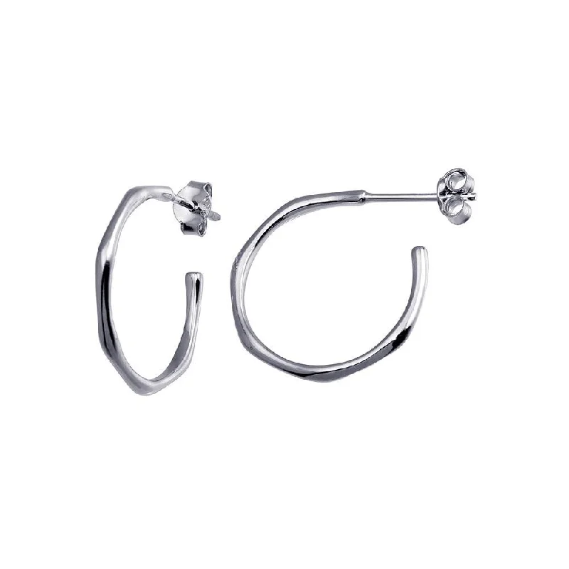 Trendy hoop earringsRhodium Plated 925 Sterling Silver Large Semi Hoop Earring - STE01228 Trendy hoop earringsRhodium Plated 925 Sterling Silver Large Semi Hoop Earring - STE01228