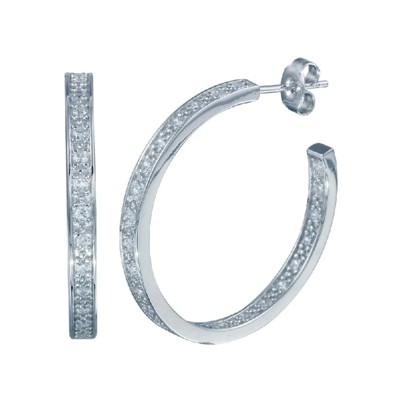Vintage hoop earringsRhodium Plated 925 Sterling Silver Round CZ Hoop Earring - STE00566 Vintage hoop earringsRhodium Plated 925 Sterling Silver Round CZ Hoop Earring - STE00566