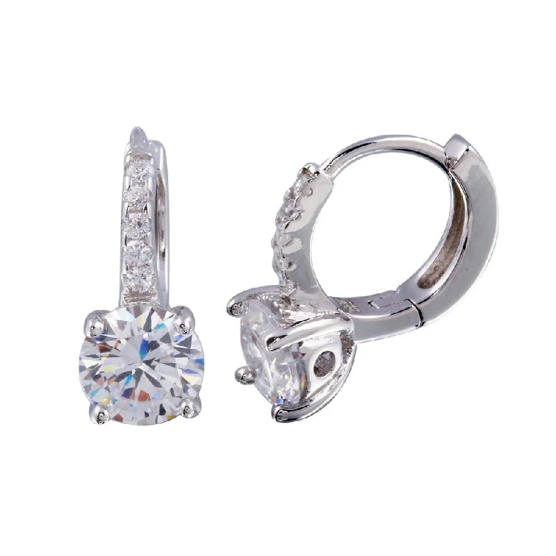Lightweight hoop earringsRhodium Plated 925 Sterling Silver Round CZ huggie hoop Earring 6mm - STE01248 Lightweight hoop earringsRhodium Plated 925 Sterling Silver Round CZ huggie hoop Earring 6mm - STE01248