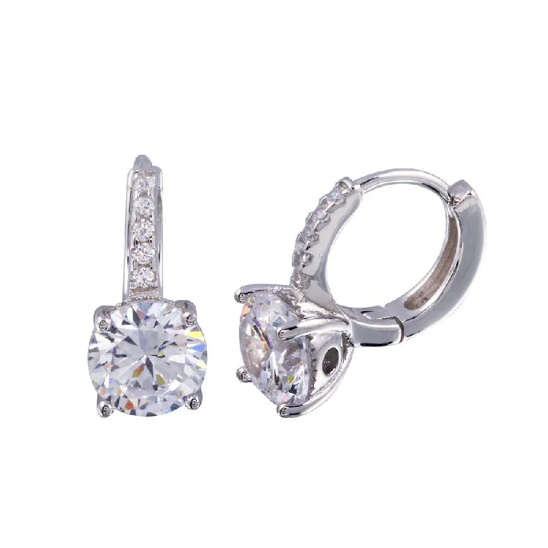 Sterling silver hoop earringsRhodium Plated 925 Sterling Silver Round CZ huggie hoop Earring 7mm - STE01247 Sterling silver hoop earringsRhodium Plated 925 Sterling Silver Round CZ huggie hoop Earring 7mm - STE01247