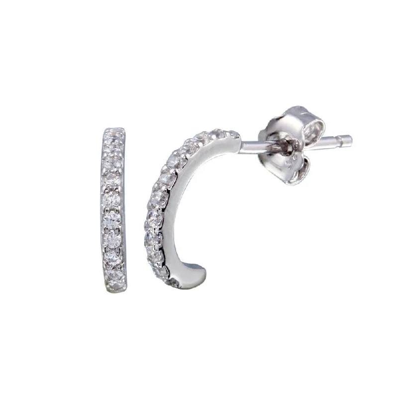 Gold hoop earringsRhodium Plated 925 Sterling Silver Semi Hoop CZ Earring - STE01231 Gold hoop earringsRhodium Plated 925 Sterling Silver Semi Hoop CZ Earring - STE01231